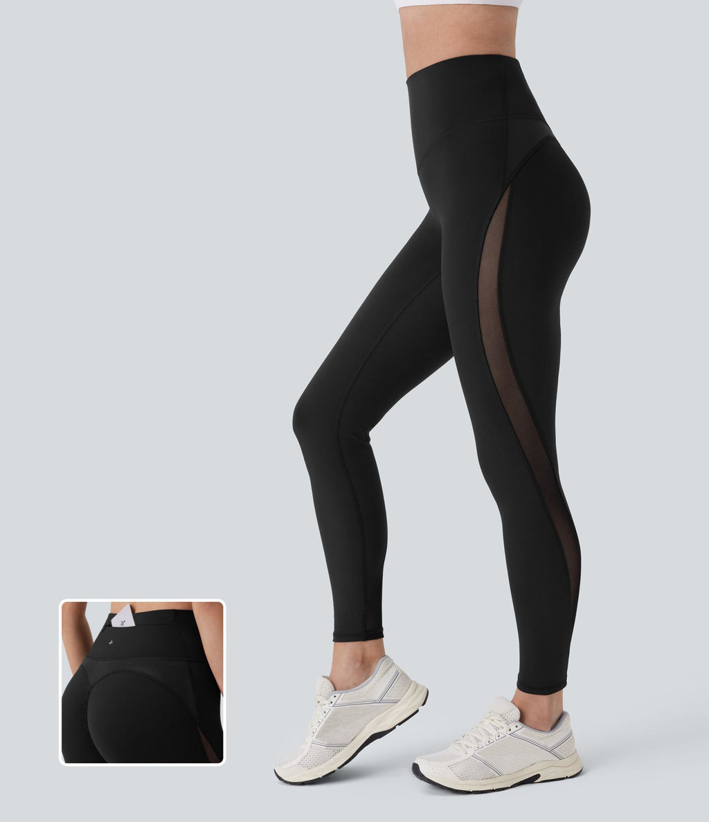 Legging 7/8 d'entraînement gainant taille haute avec mesh contrastant et zip arrière DayStretch avec poches