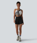 Short de yoga 2-en-1 SoftlyZero™ Airy taille haute dos croisé effet frais InstantCool avec poche