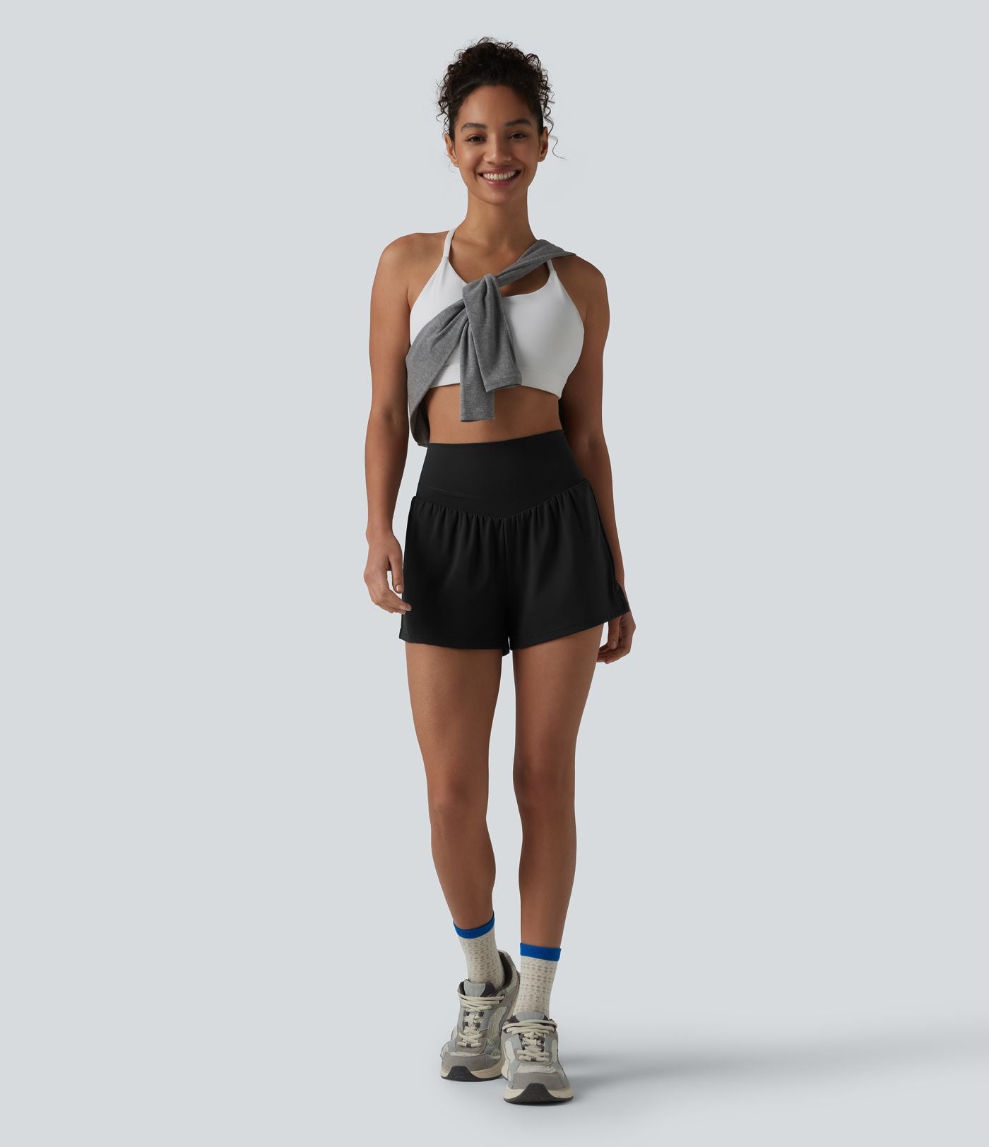 Short de yoga 2-en-1 SoftlyZero™ Airy taille haute dos croisé effet frais InstantCool avec poche