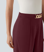 Pantalon de travail coupe droite taille haute avec chaîne métallique avec poches