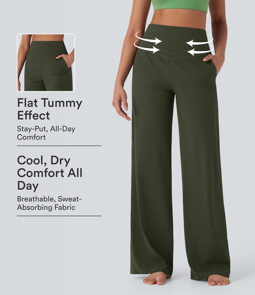 Pantalon de yoga droit gainant taille haute avec poches Halara UltraSculpt™