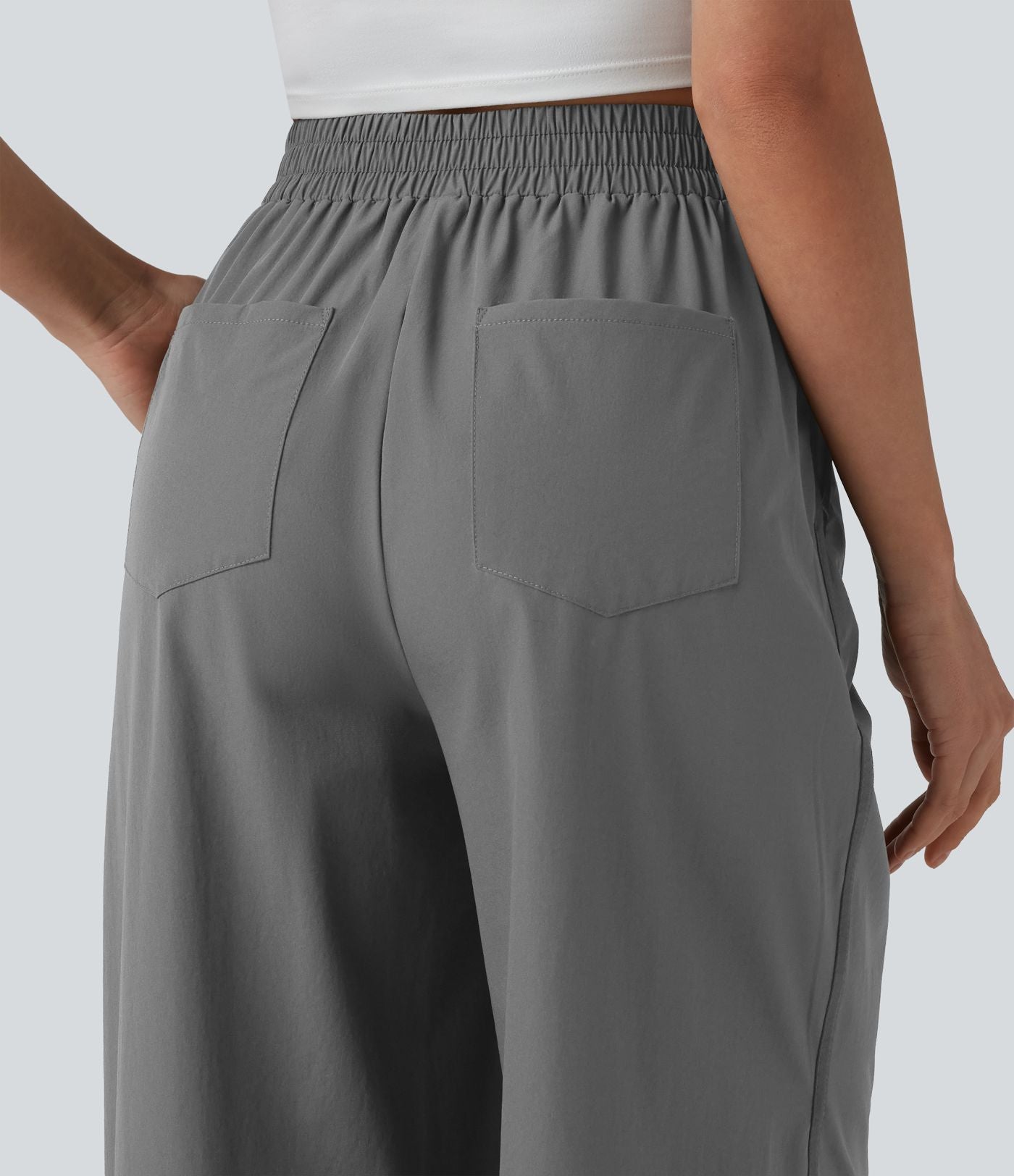 Pantalon large taille haute avec poches