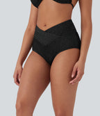 Bas de bikini maillot de bain côtelé taille basse croisé