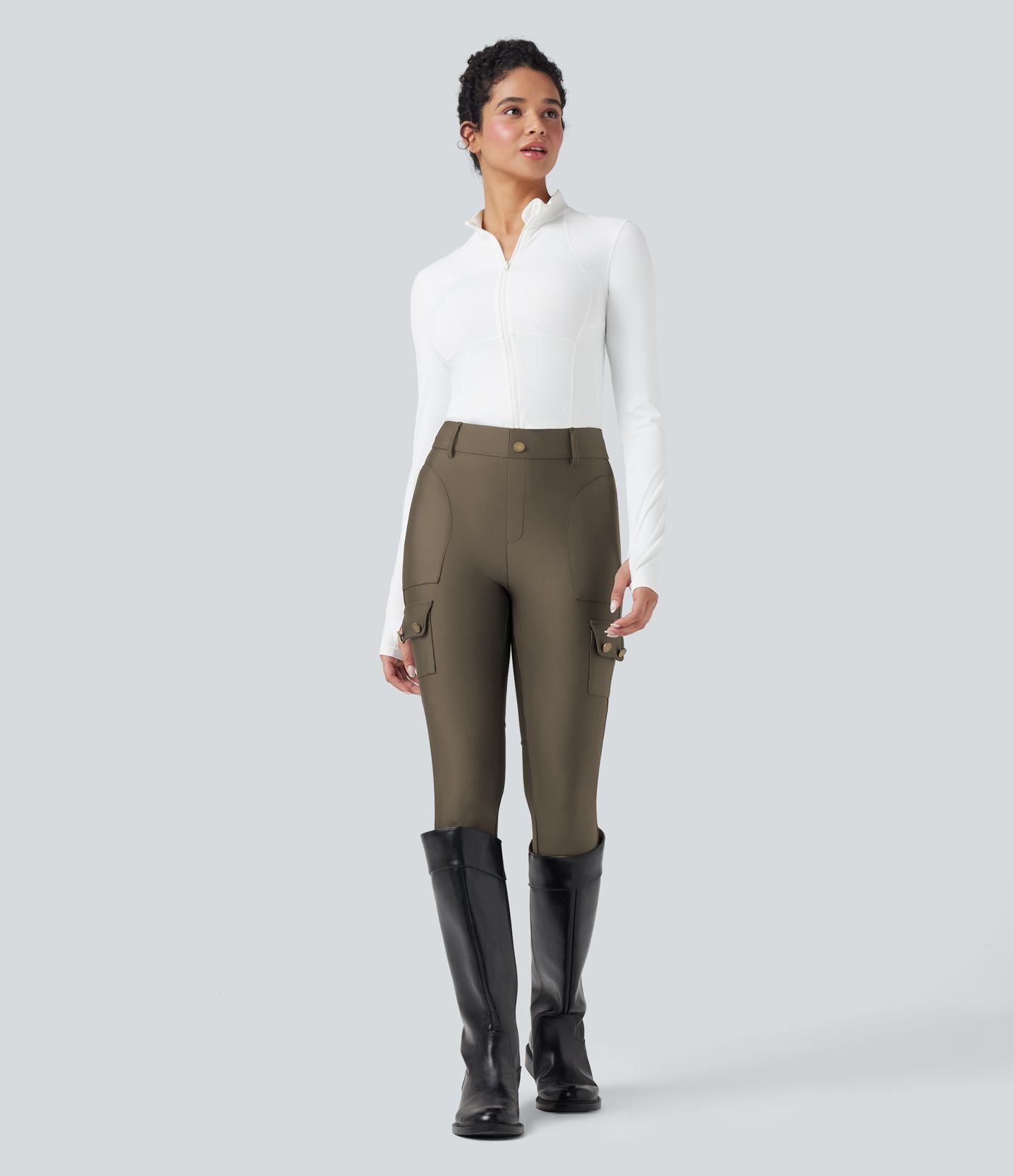 Legging 7/8 brillant taille haute avec poches