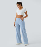 Halara Flex™ Taille Mi-Haute Multiples Poches Jambe Droite Jean Cargo Décontracté Extensible