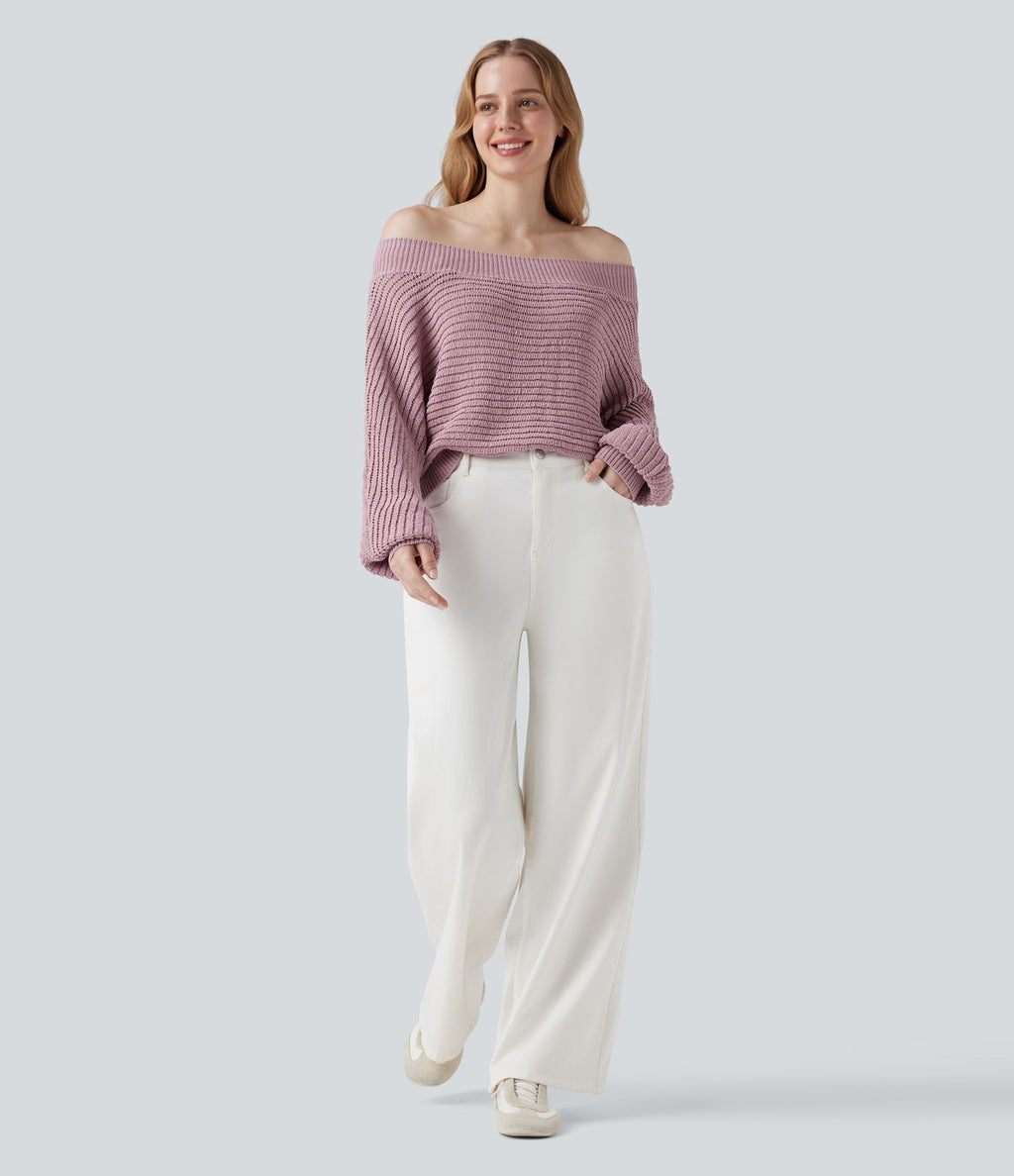 Pull épaules dénudées à manches longues