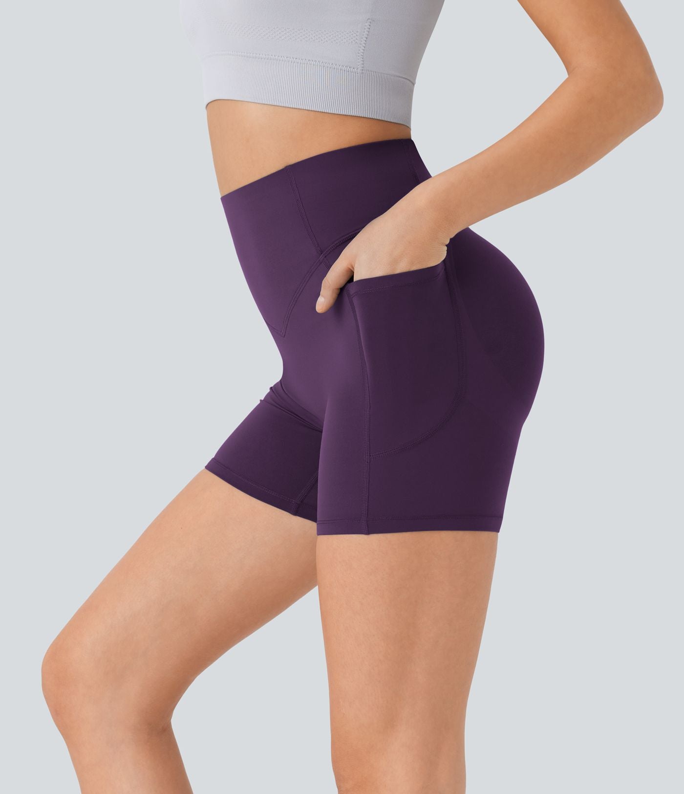 Short cycliste 12,5 cm d'entraînement gainant galbant taille haute avec effet scrunch et poches Halara UltraSculpt™