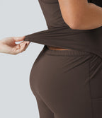 Robe longue de danse évasée à dos ouvert avec torsade grandes tailles et short intégré - Édition Easy Peasy
