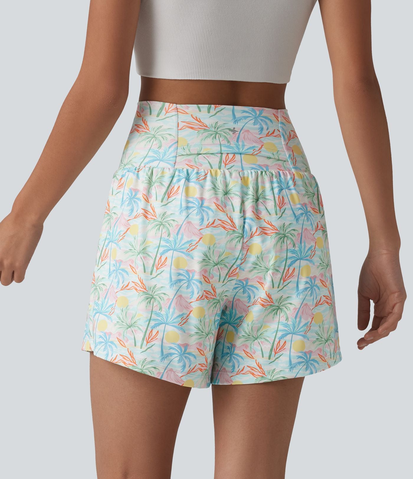 Short hawaïen 2 en 1 taille haute 12,5 cm avec poches