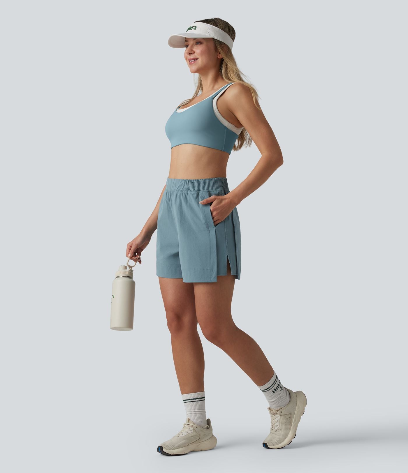 Short de tennis taille haute effet frais InstantCool avec fentes et poches, protection solaire UPF50+