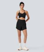 Short 2-en-1 de course gainant taille haute avec points réfléchissants, ourlet croisé et séchage rapide 12,5 cm avec poches SoftlyZero™