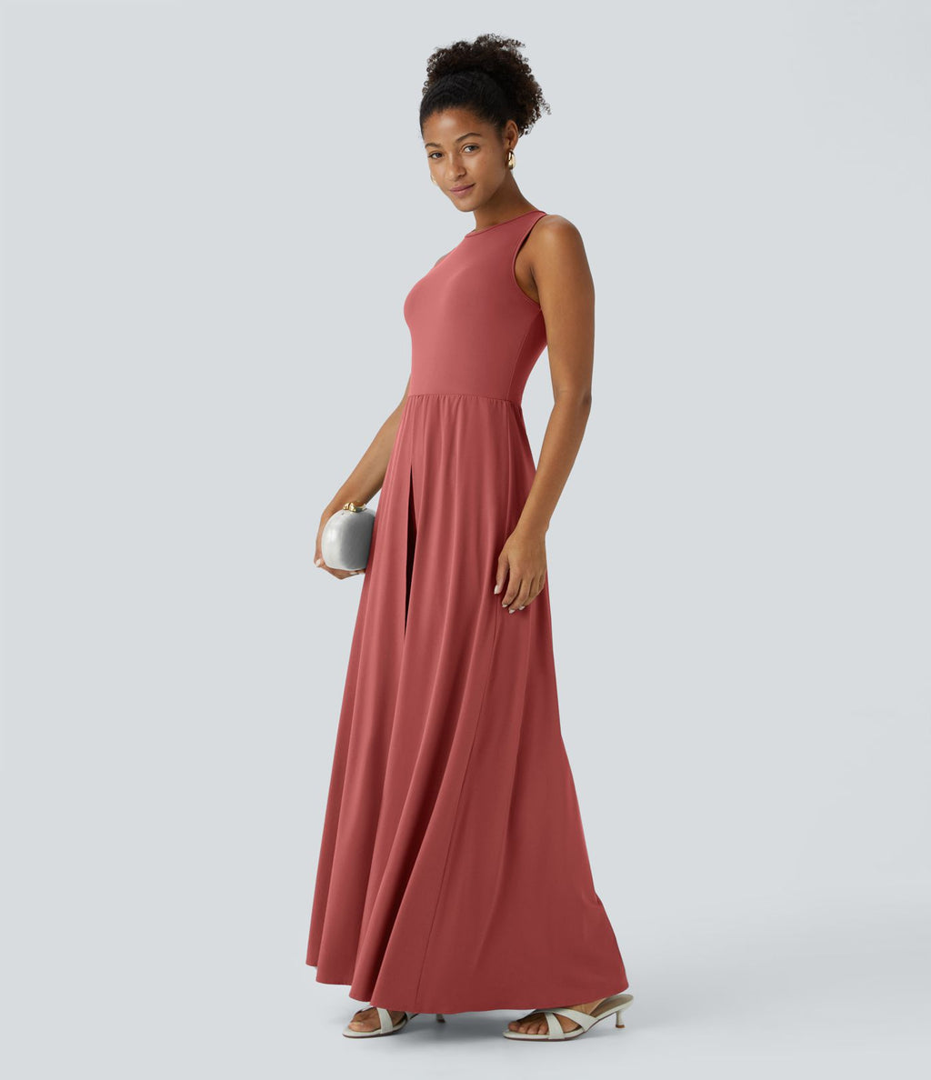 Combinaison Breezeful™ à séchage rapide pour demoiselles d'honneur et invitées de mariage, sans manches, avec fermeture éclair, poches latérales et détails contrastés