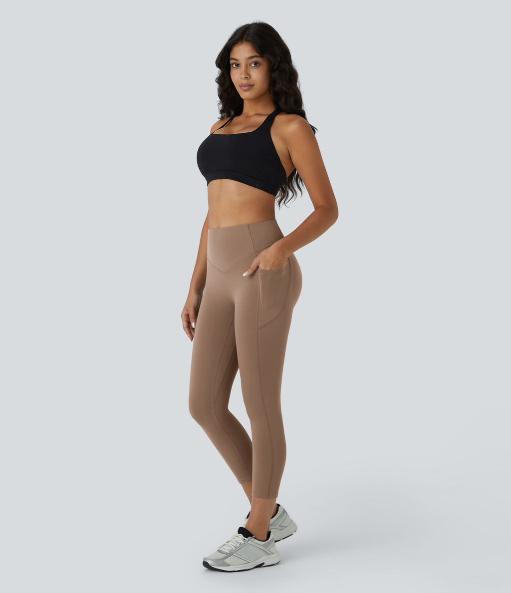 Legging corsaire d'entraînement gainant galbant taille haute avec effet scrunch et poches Halara UltraSculpt™