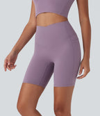 Pantalon large fluide décontracté gainant taille haute avec poches