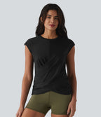 Haut de sport running col rond manches courtes ourlet croisé effet frais InstantCool séchage rapide, protection solaire UPF50+