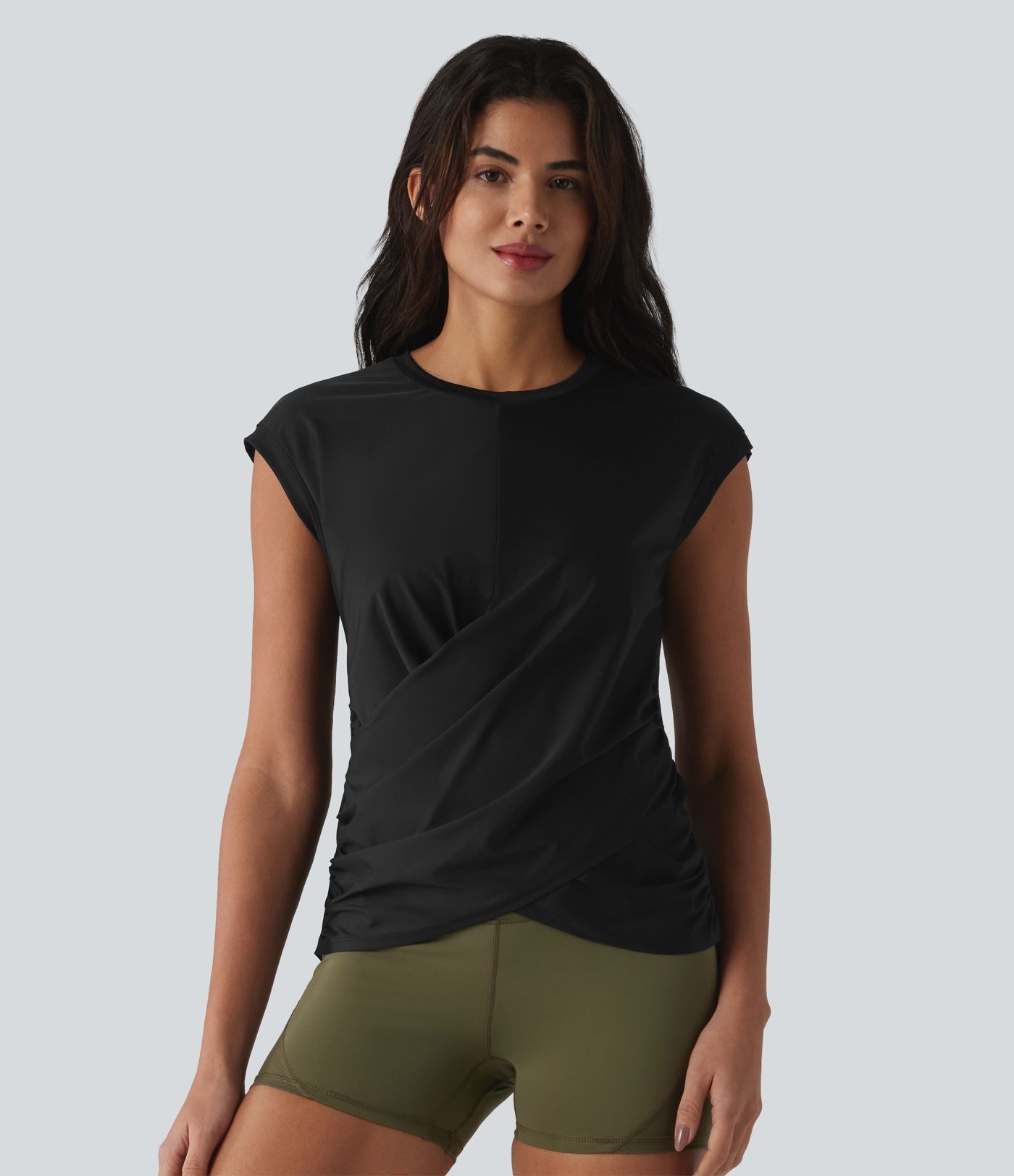Haut de sport running col rond manches courtes ourlet croisé effet frais InstantCool séchage rapide, protection solaire UPF50+