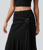 Jupe de soirée maxi taille mi-haute froncée coupe sirène