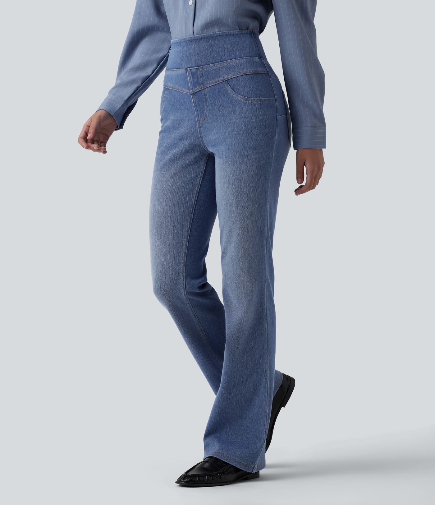 Jean Halara Flex™ taille haute évasé slim décontracté avec poches