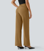 Pantalon de travail Halara Flex™ droit, taille mi-haute, avec poches