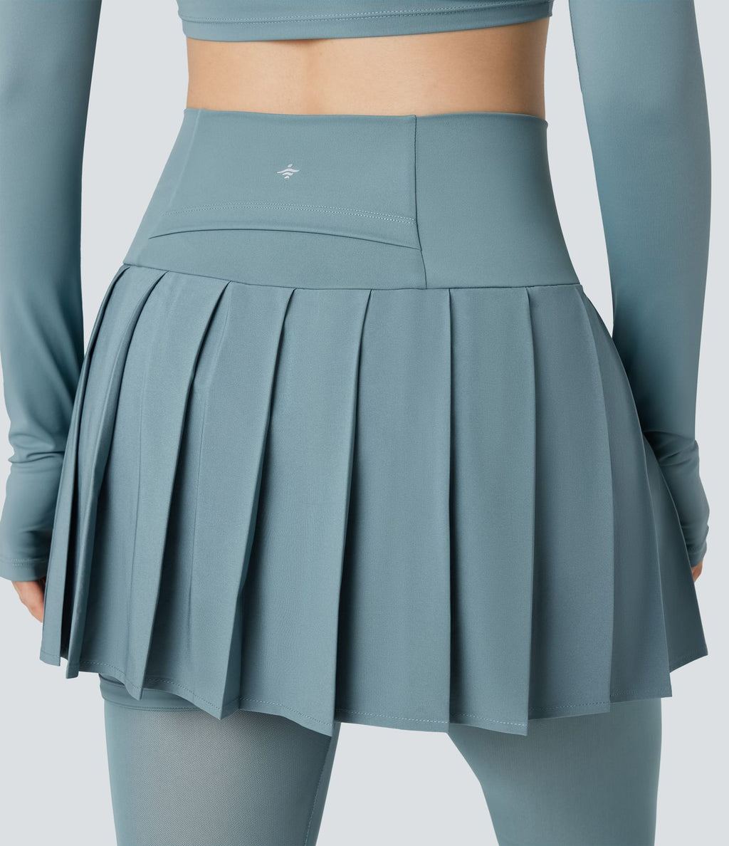 Legging à jupe étrier danse Breezeful™ 2-en-1 taille haute plissé résille contrastante séchage rapide avec poches