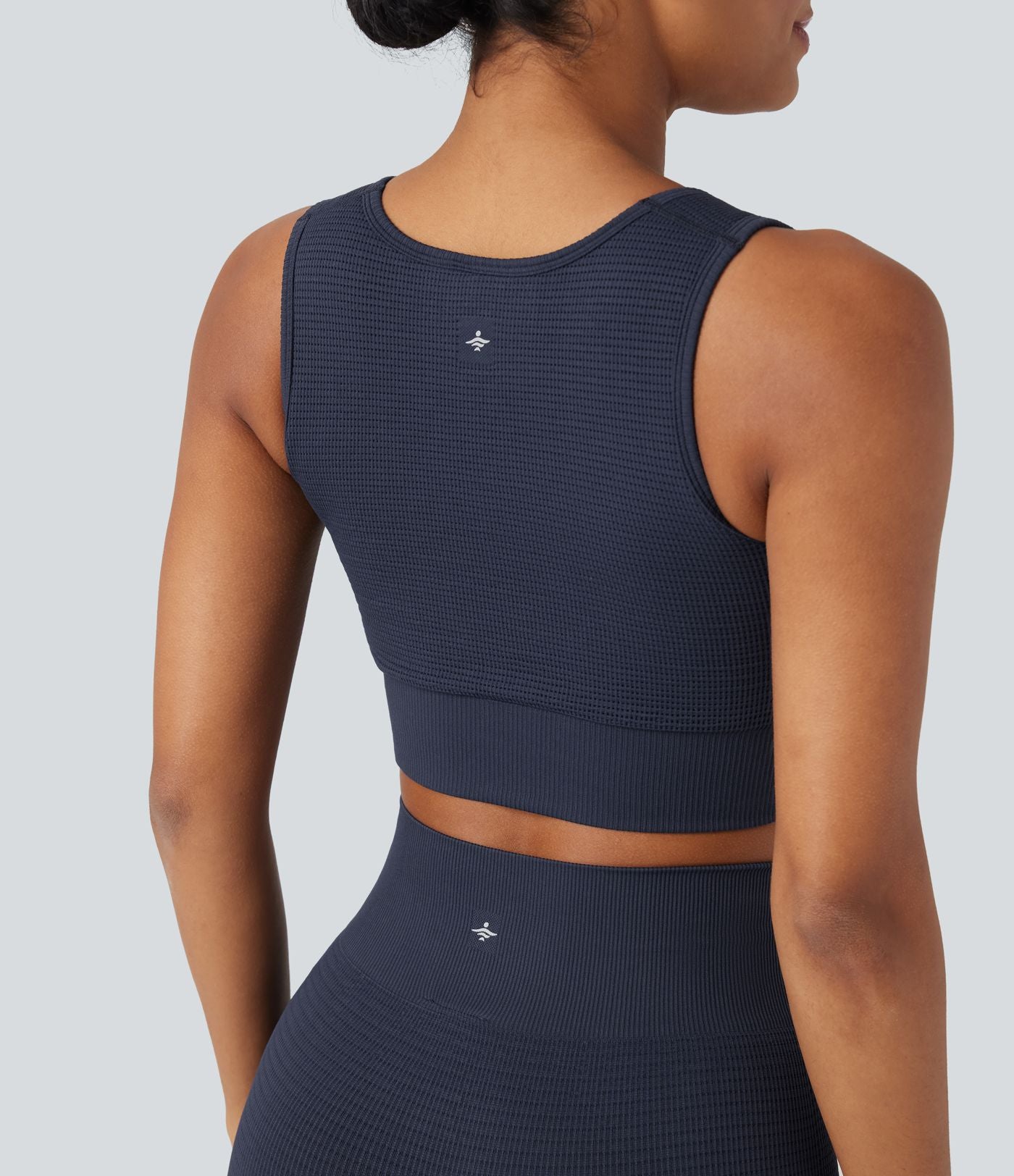 Brassière de sport yoga courte maintien léger col U en maille gaufrée sans couture OneForm Seamless Flow