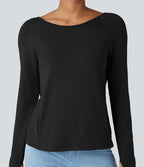 Sweat-shirt décontracté SpacerTek™ dos nu, manches longues avec trous pour les pouces, avec poches
