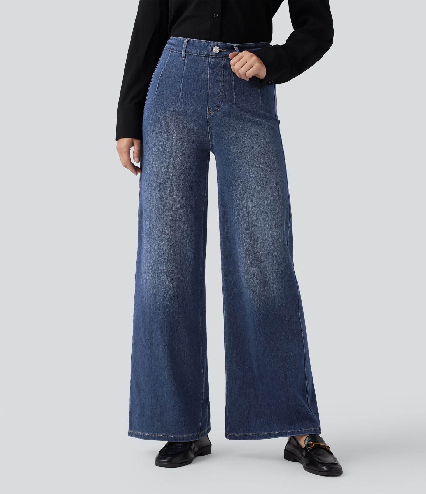 Halara Flex™ Jean large décontracté taille haute gainant avec poches