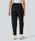 Pantalon chino coton fuselé taille haute avec poches