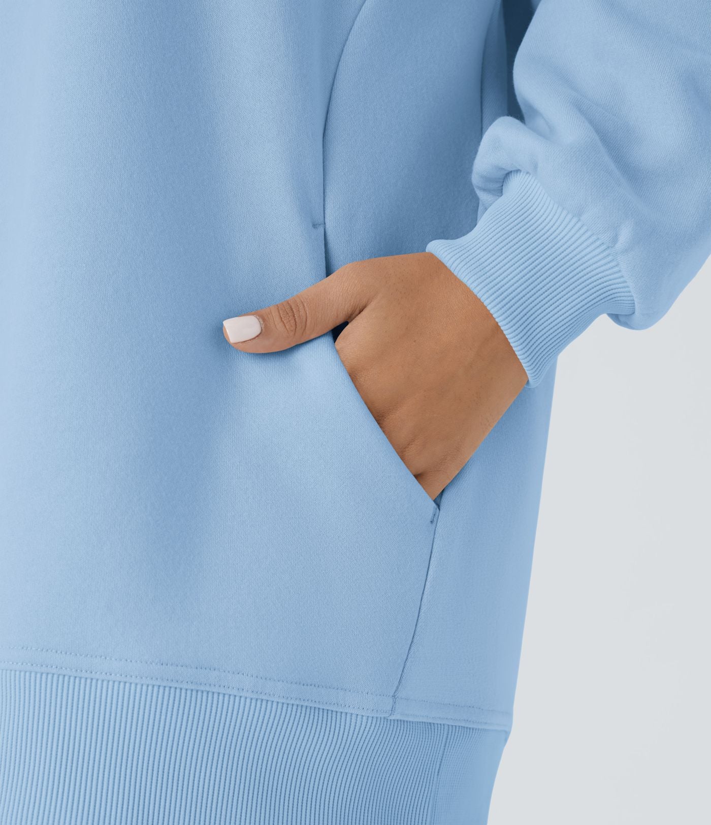 Sweat-shirt décontracté en polaire, col rond, manches longues, poches latérales, coupe oversize