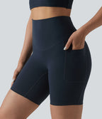 Halara UltraSculpt™ Cycliste de course 17,5 cm taille haute croisée ventre plat, dos croisé et poches