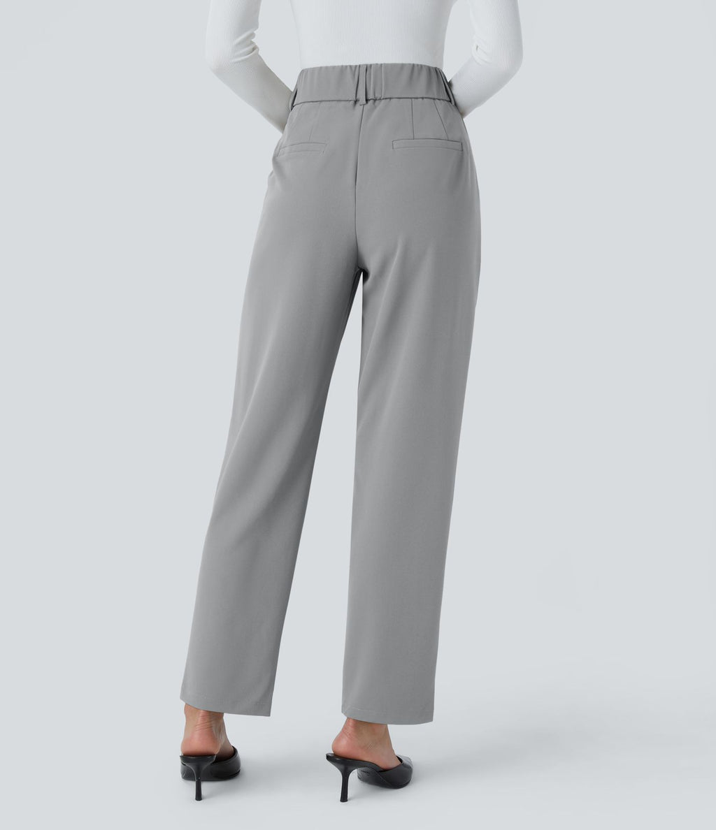 Pantalon tailleur Halara Flex™ fuselé uni, taille haute, avec poches