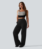 Jogging casual large coton taille haute avec poches