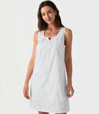 Robe mini sans manches à col rond brodée