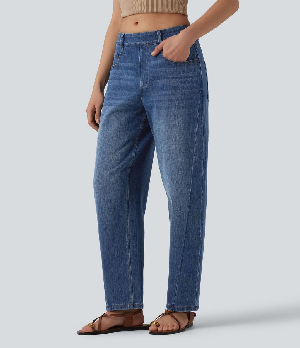 Jean Barrel 7/8 Halara Flex™ casual taille basse jambes tonneau avec poches