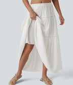 Jupe maxi fluide taille mi-haute