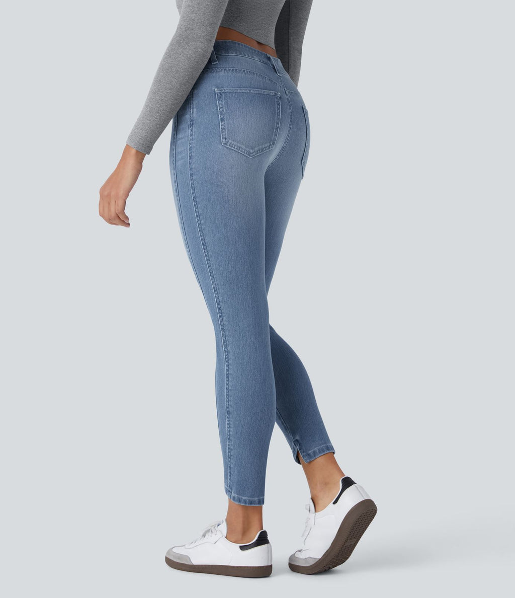 Jean skinny 7/8 décontracté taille basse Halara Flex™ avec poches zippées