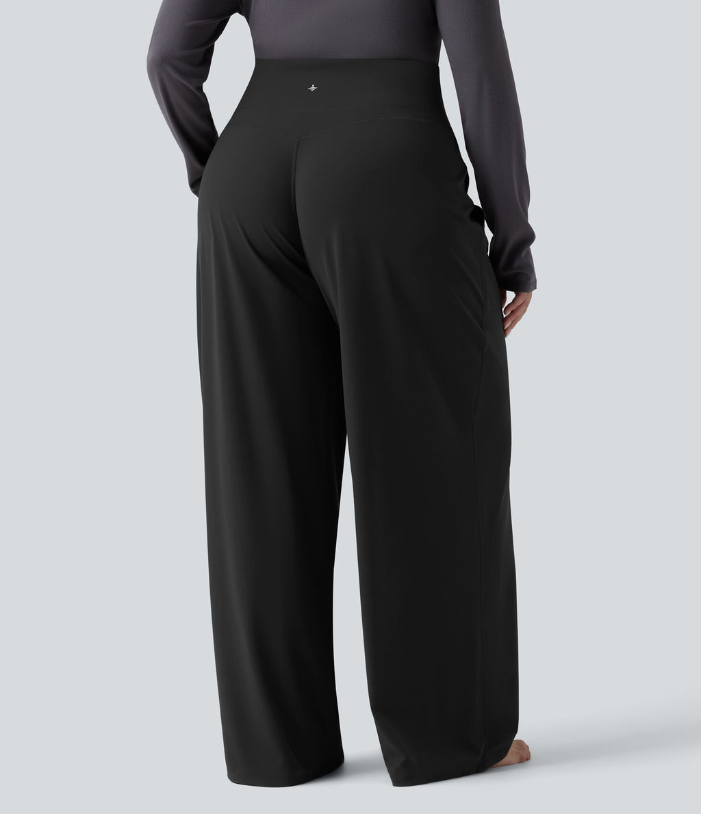 Pantalon de yoga grande taille jambes droites taille haute gainant Halara UltraSculpt™ avec poches