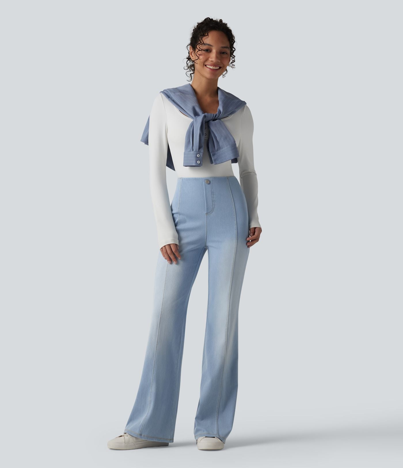 Halara Flex™ Jean évasé casual taille haute ventre plat avec poches