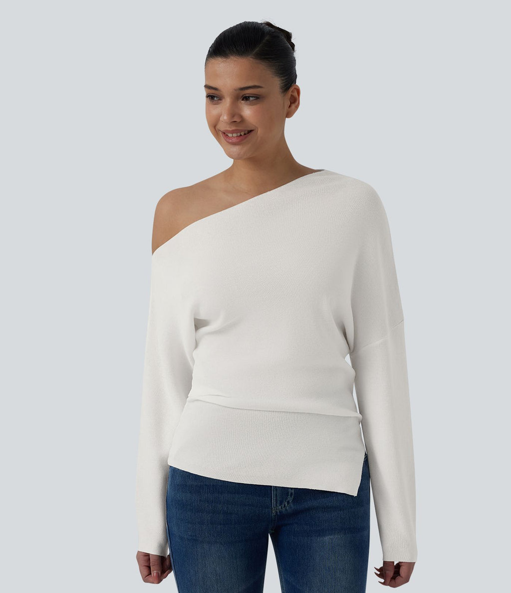 Pull casual une épaule manches longues