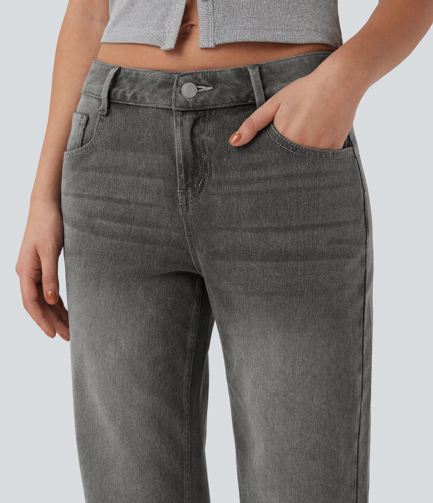 Jean décontracté Halara Flex™ taille basse coupe droite avec poches