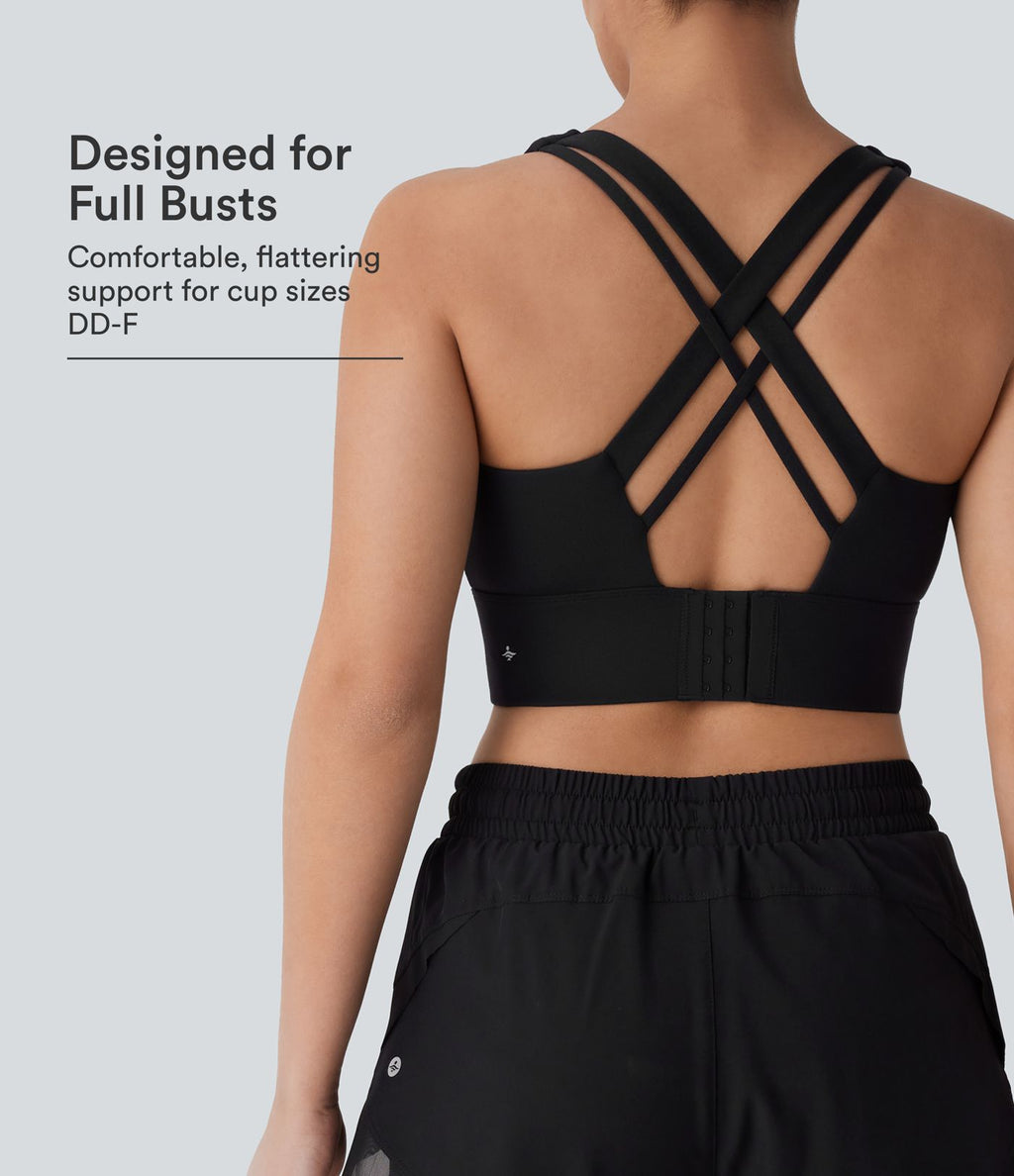 Brassière de sport course col U maintien moyen crochet ajustable E-G
