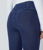 Jean super évasé Halara Flex™ décontracté maille denim extensible délavée effet frais InstantCool taille haute poches croisées