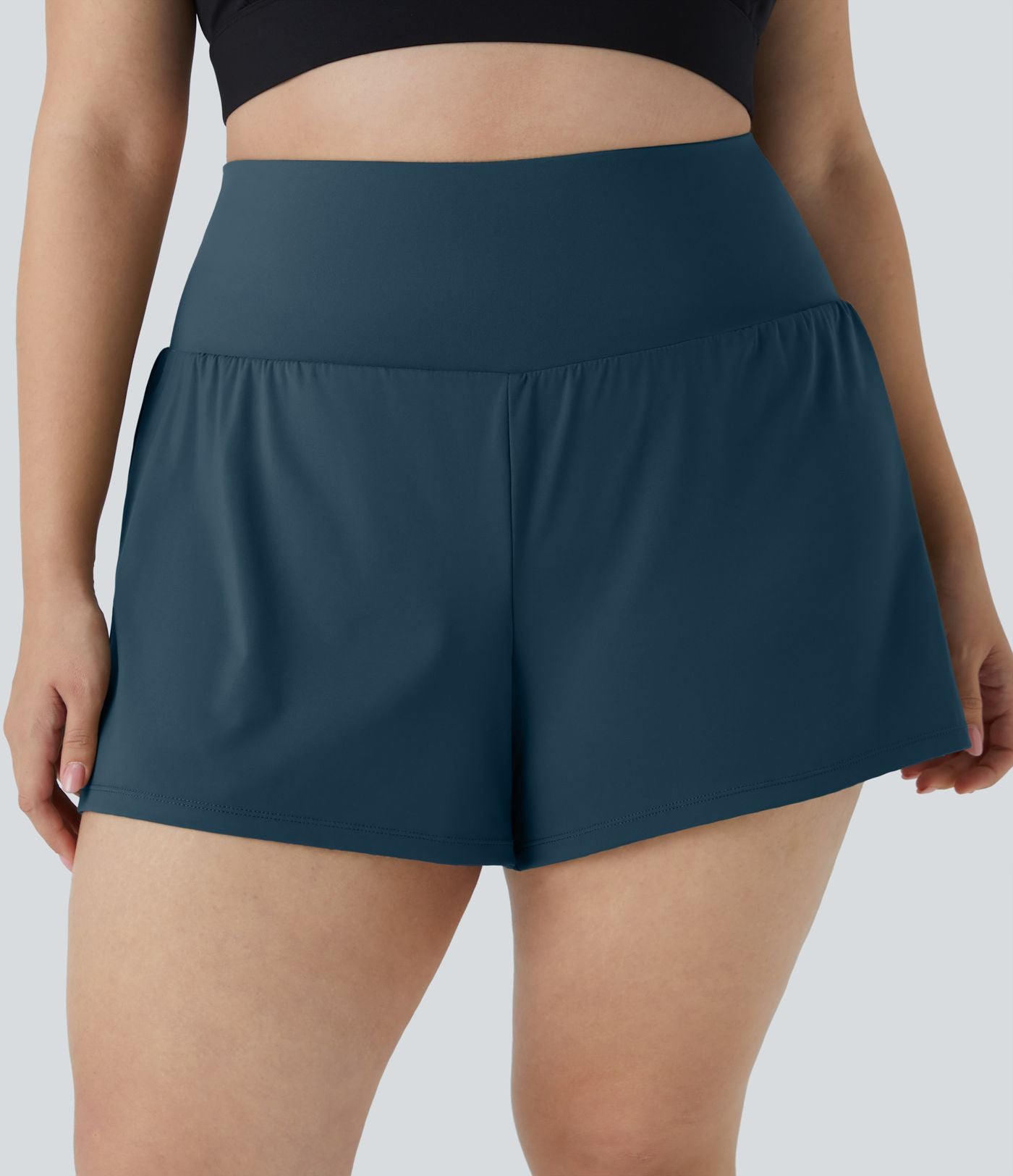 Short 8,8cm Sport Grande Taille 2 en 1 avec Poches Arrière et Poches Latérales Cachées