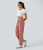 Pantalon en velours côtelé décontracté taille moyenne avec poches latérales