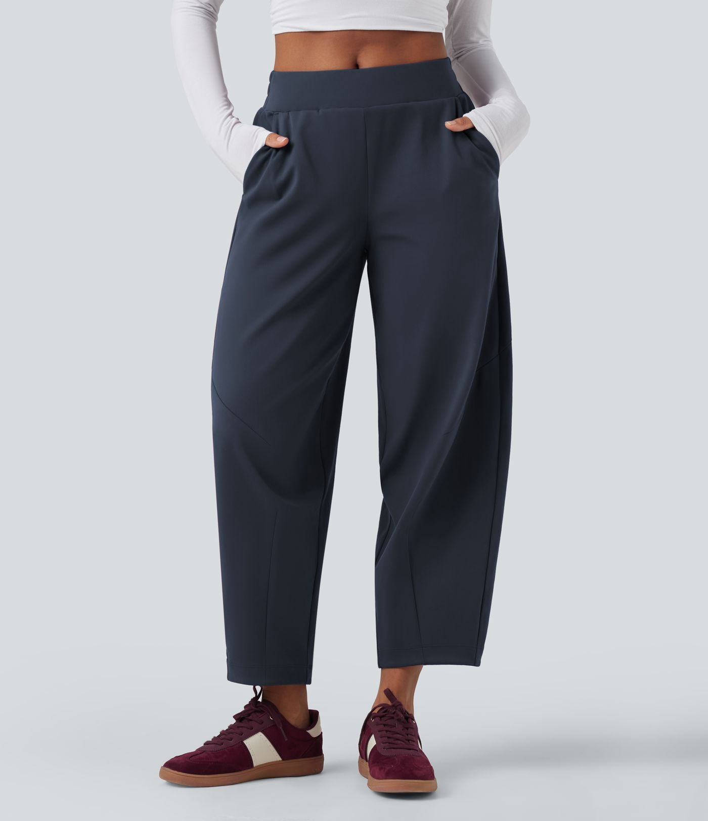 Pantalon 7/8 jambes tonneau taille moyenne DayStretch avec poches