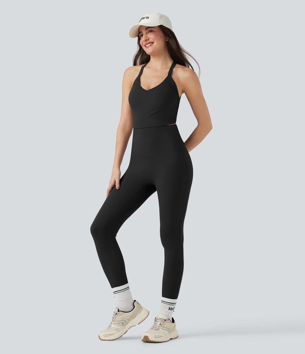 Combinaison-pantalon d'entraînement gainante avec poches - Édition Easy Peasy Halara UltraSculpt™