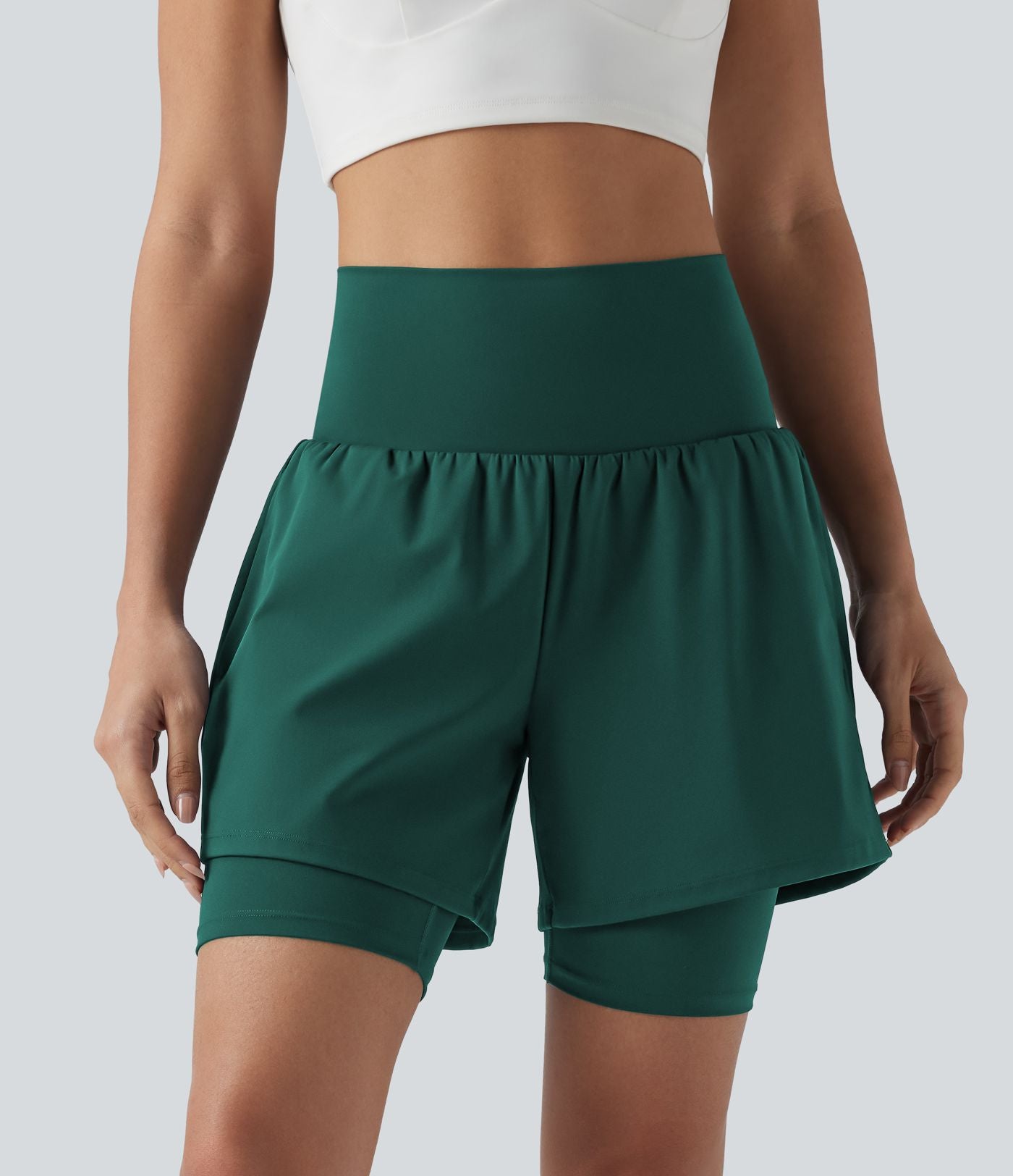 Short de yoga SoftlyZero™ Airy 2-en-1 taille ultra-haute effet frais InstantCool 17,5 cm avec poches