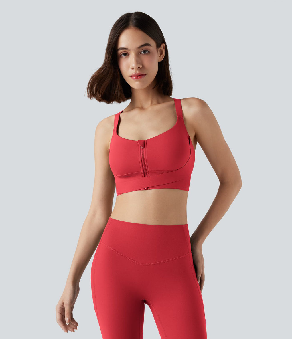 Brassière de sport course SpeedWave™ soutien intermédiaire push-up zip boucle réglable séchage rapide bonnets A-C