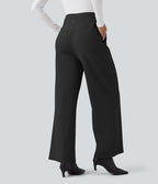 Pantalon tailleur ample taille haute en sergé Halara Flex™ avec poches