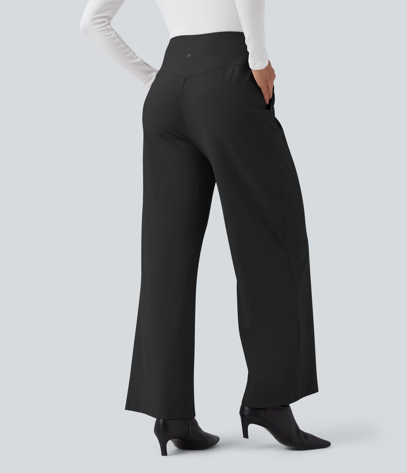 Pantalon tailleur ample taille haute en sergé Halara Flex™ avec poches